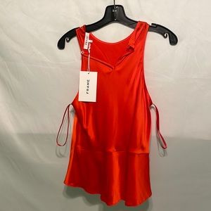 Frame denim bright red silk tank new size small